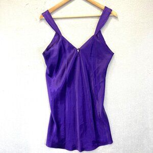 Vintage Erika Taylor Satin Slip Dress‎ Size Medium M Purple 90s Y2k Chemise Mini